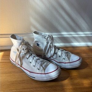 Converse All Star High Top Sneakers in Cream with Red & Navy Trim